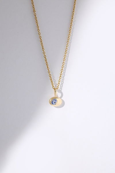 Mini Oval Wide Sapphire Pendant