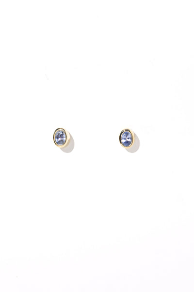 Sapphire Bezel Oval Studs