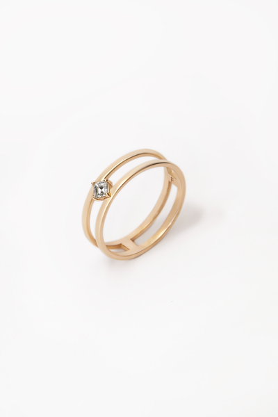Double Band ring with Carre Diamond