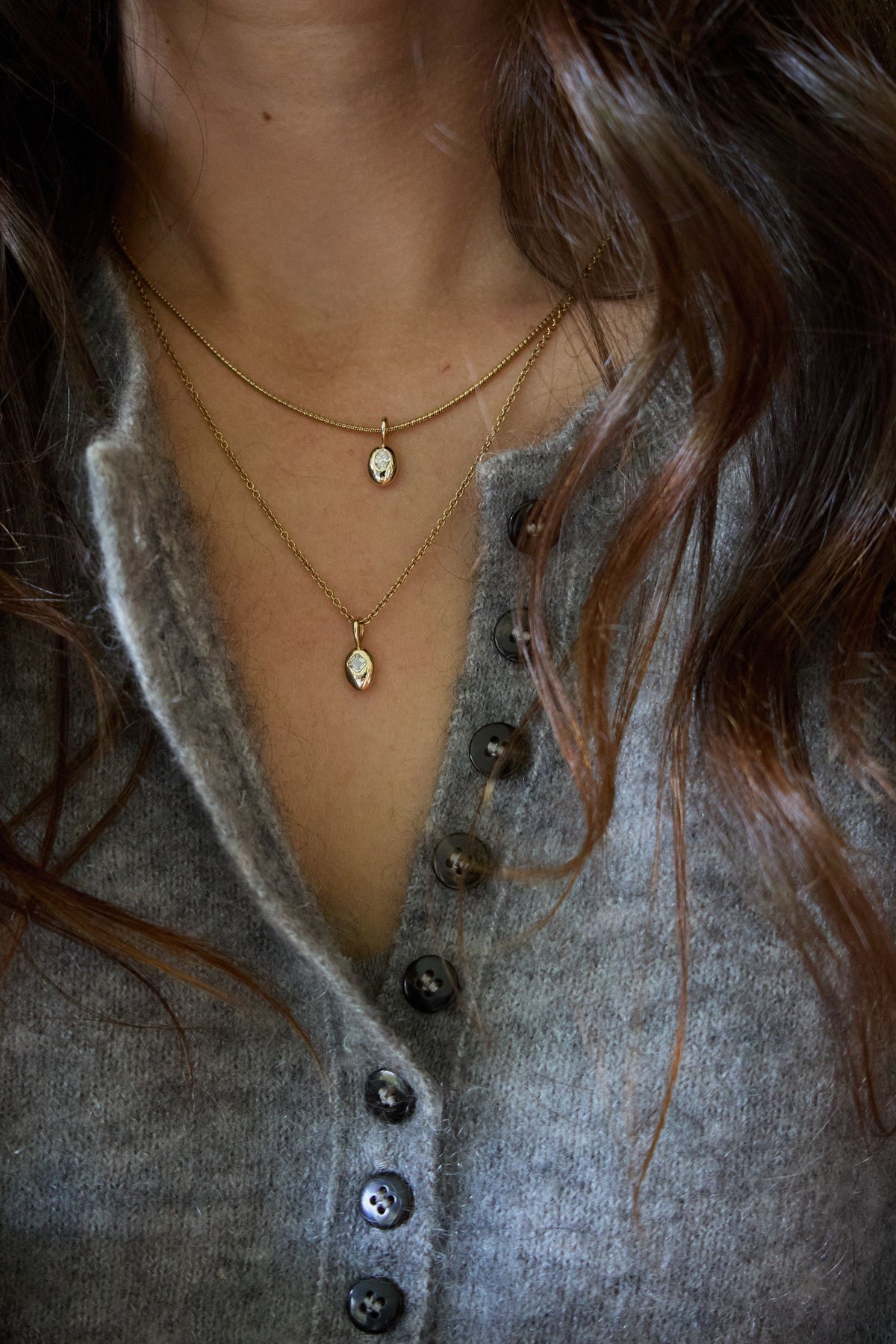 sanity:Oval Diamond Pebble Pendant