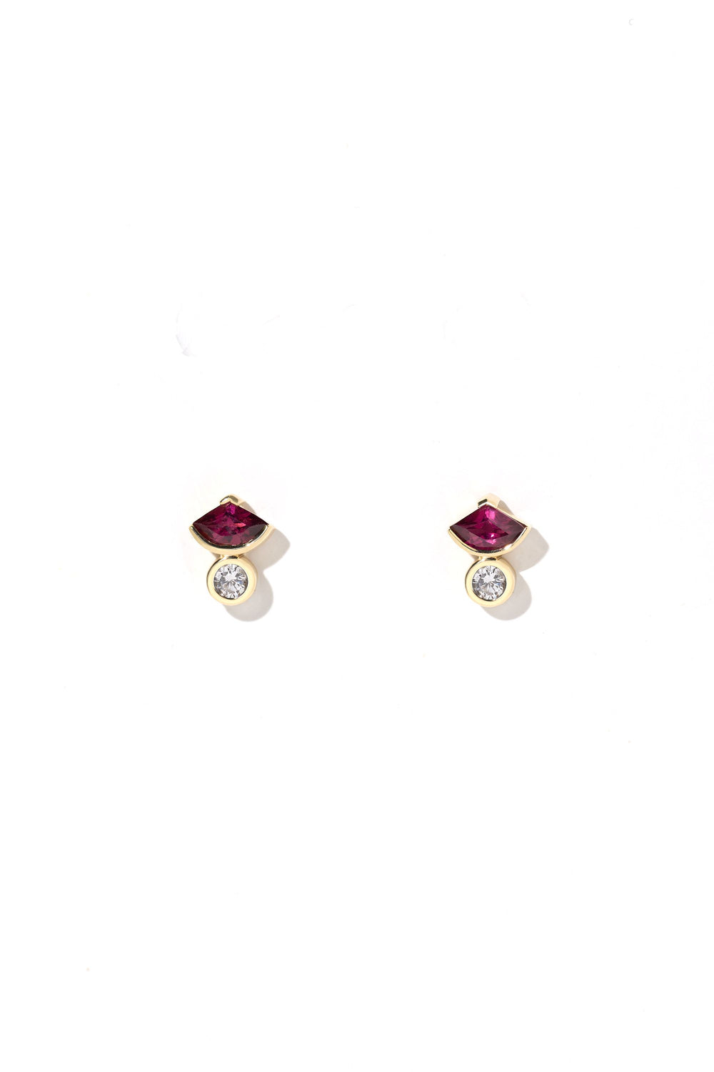 Pie Garnet Studs with Diamonds