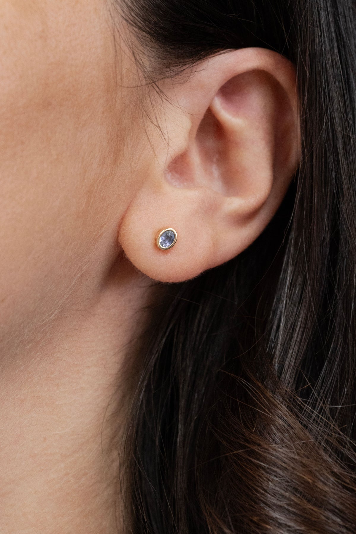 sanity:Sapphire Bezel Oval Studs