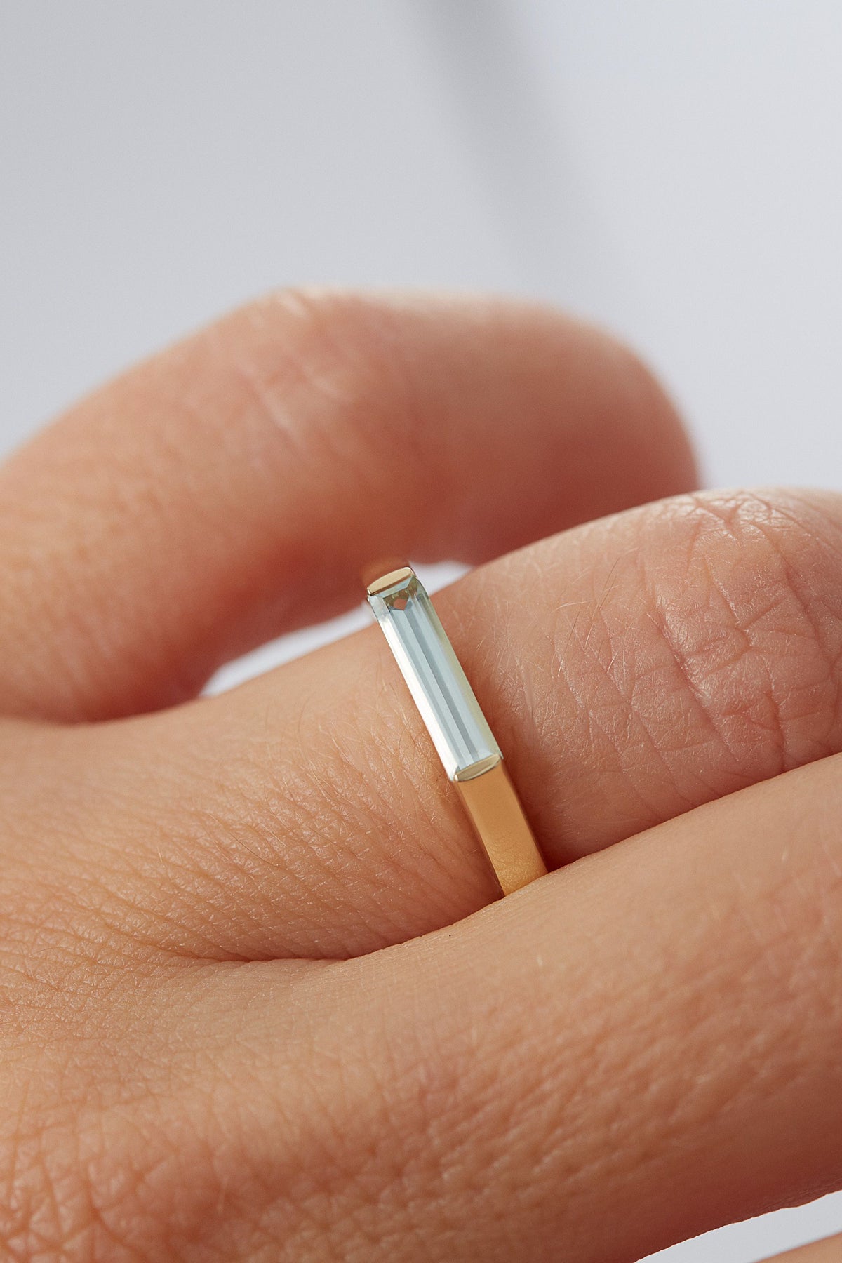 sanity:Aquamarine Baguette Ring