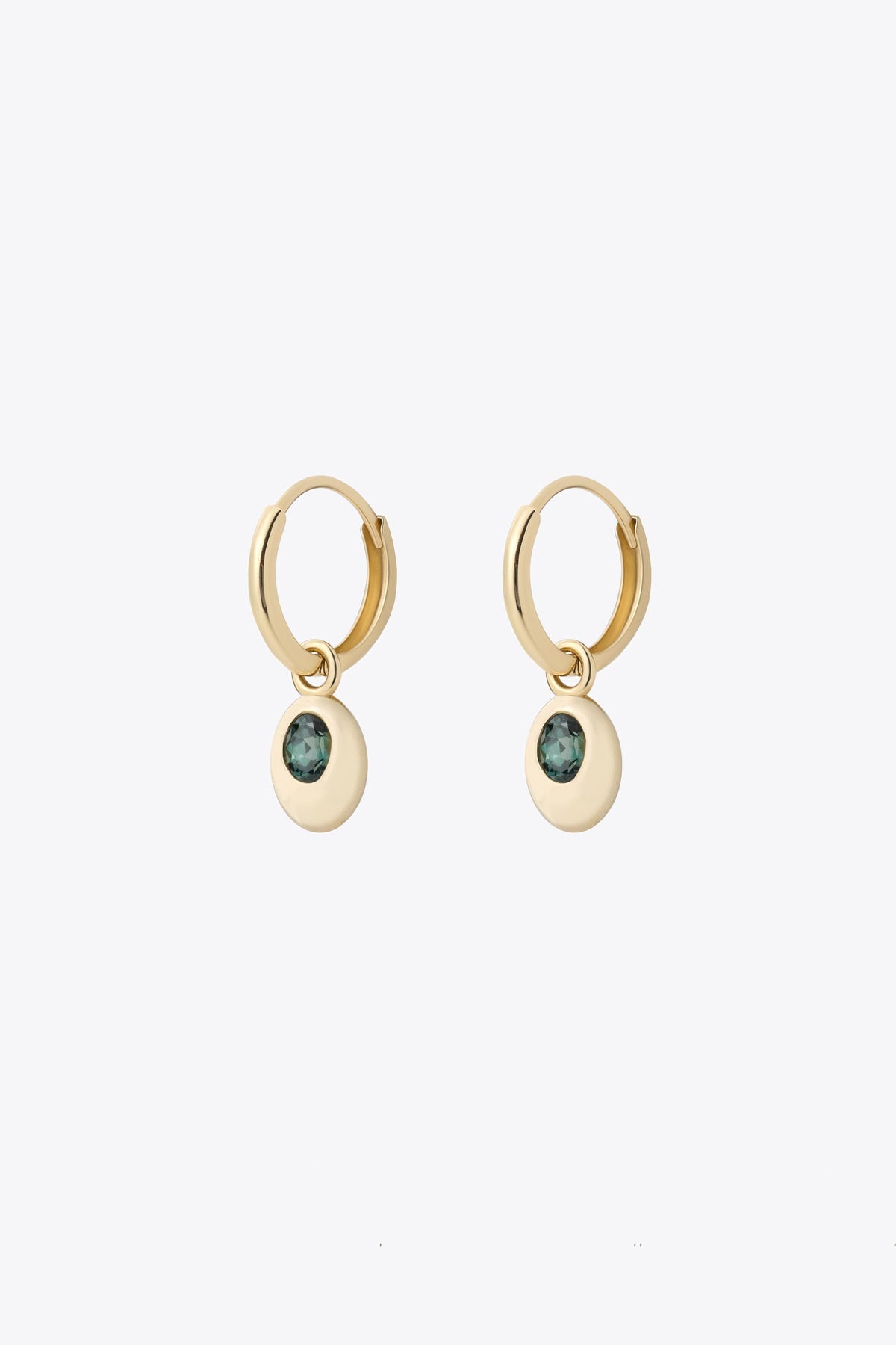 sanity:Teal Sapphire Oval Hoop Earrings