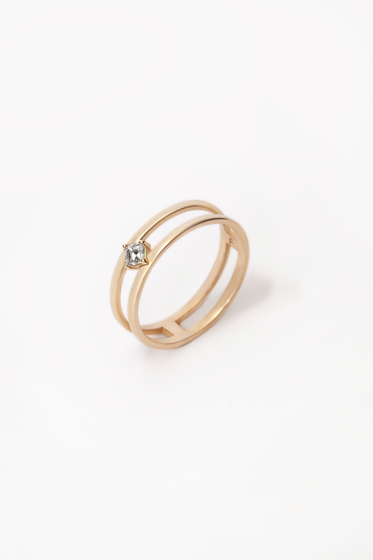 Double Band ring with Carre Diamond listing_image