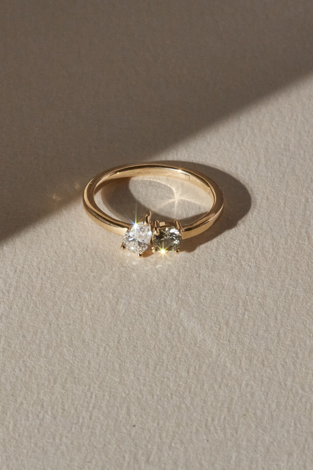 Diamond and Sapphire Moi et Toi Ring